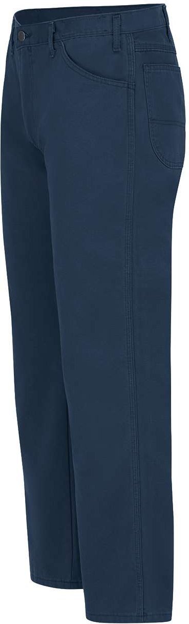 Left View of Navy - 30I Industrial Duck Carpenter Jeans - LU23