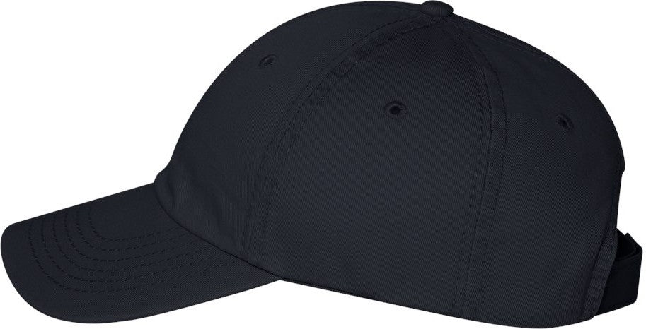 Left View of Navy Bio-Washed Chino Twill Cap - VC350