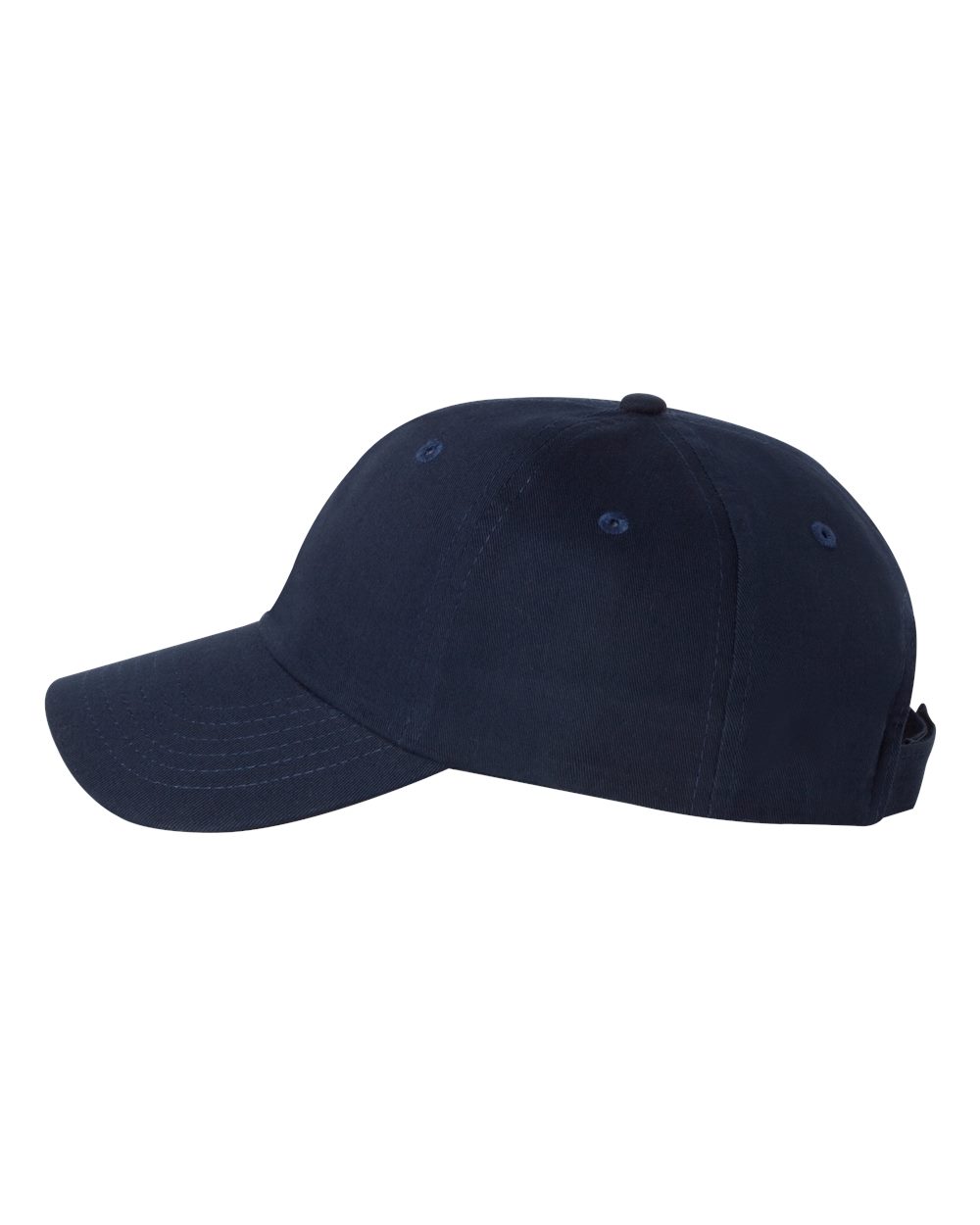 Left View of Navy Brushed Twill Cap - VC200