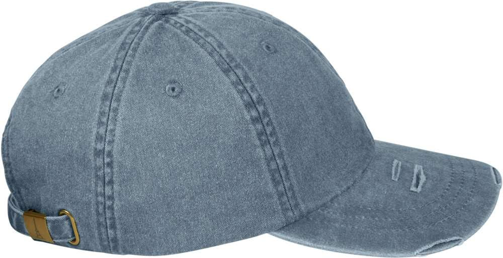 Left View of Navy Classic Pigment Distressed Cap - LP108