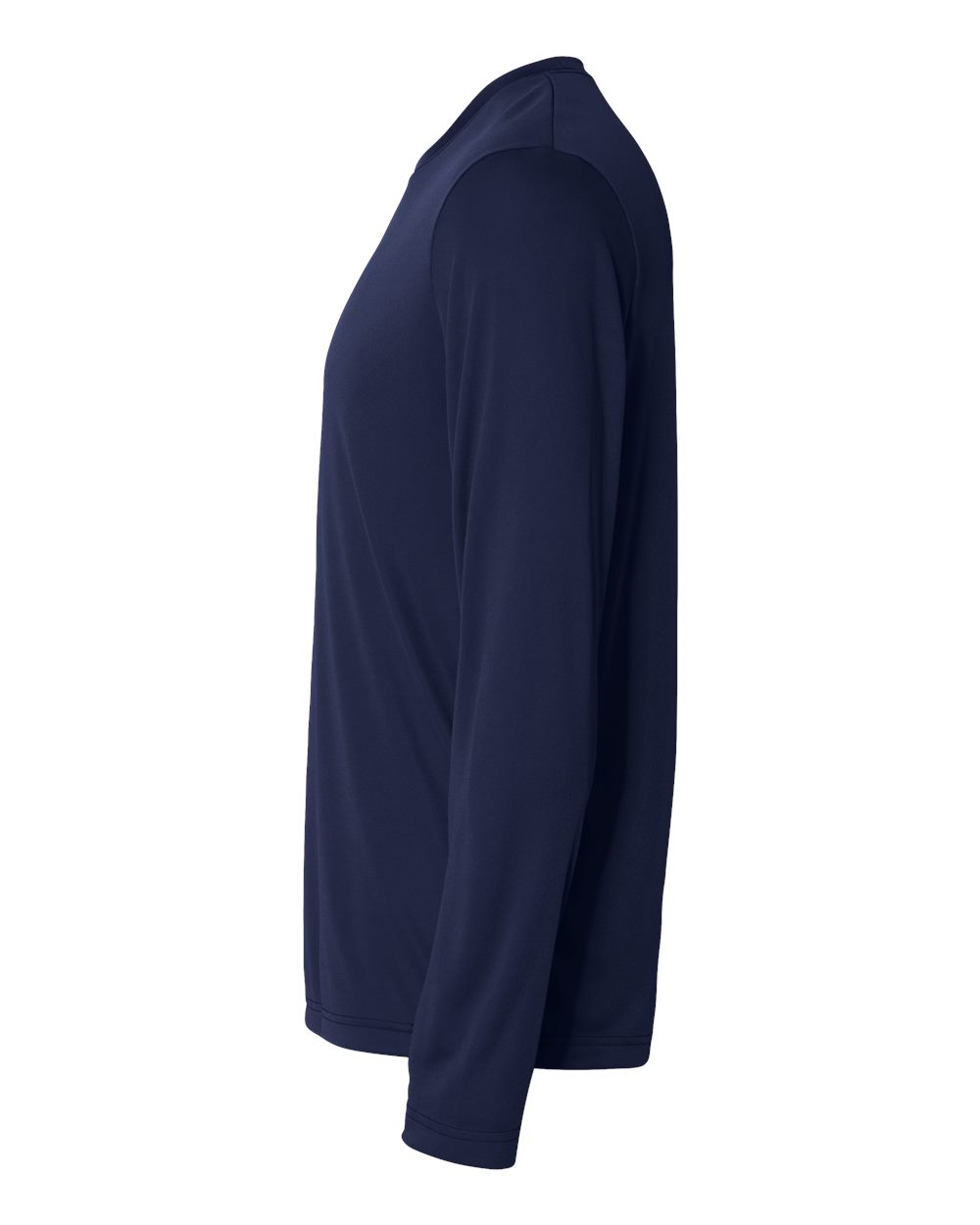 Left View of Navy Cool DRI® Long Sleeve Performance T-Shirt - 482L