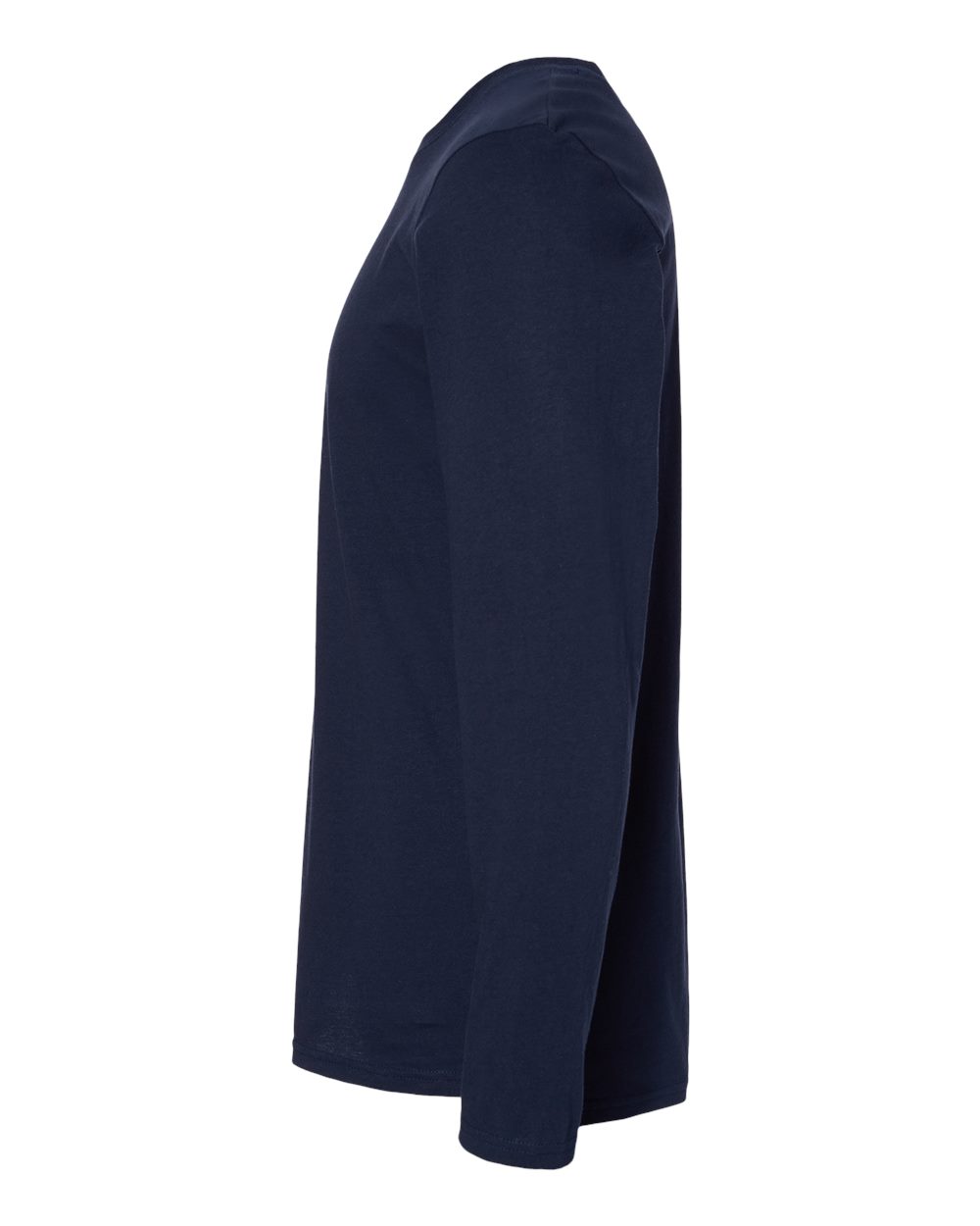 Left View of Navy Fine Jersey Long Sleeve Tee - 6918
