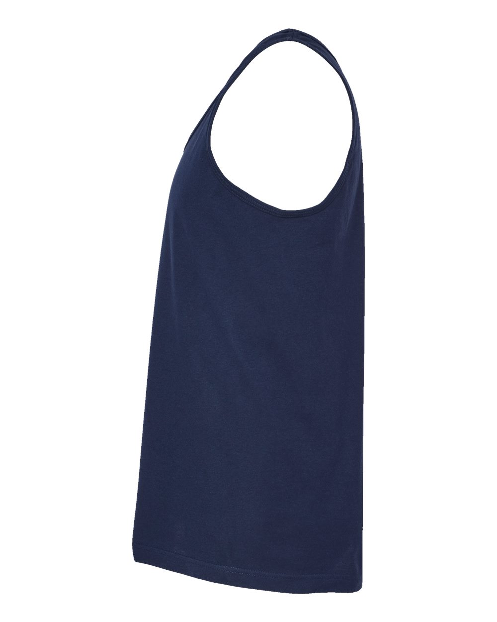 Left View of Navy Fine Jersey Tank Top - S105