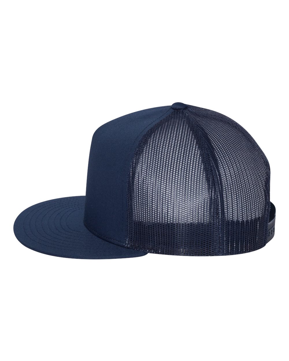 Left View of Navy Five-Panel Classic Trucker Cap - 6006