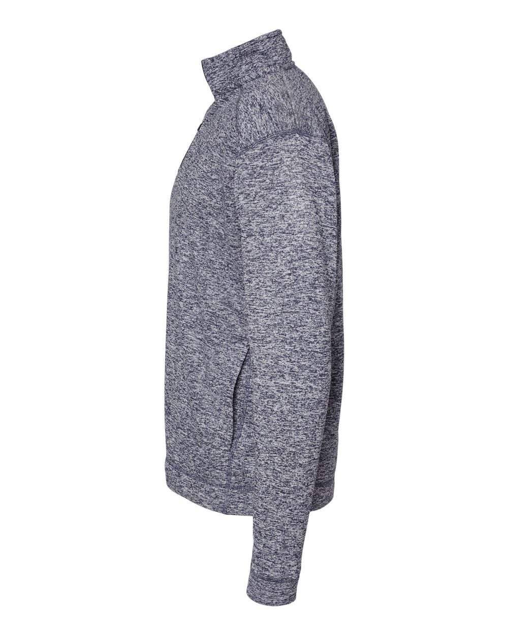 Left View of Navy Fleck Cosmic Fleece Quarter-Zip Sweatshirt - 8614