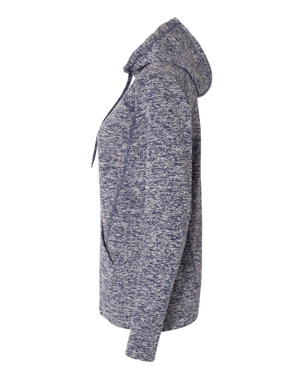 Left View of Navy Fleck/ Navy Women’s Cosmic Fleece Hooded Sweatshirt - 8616