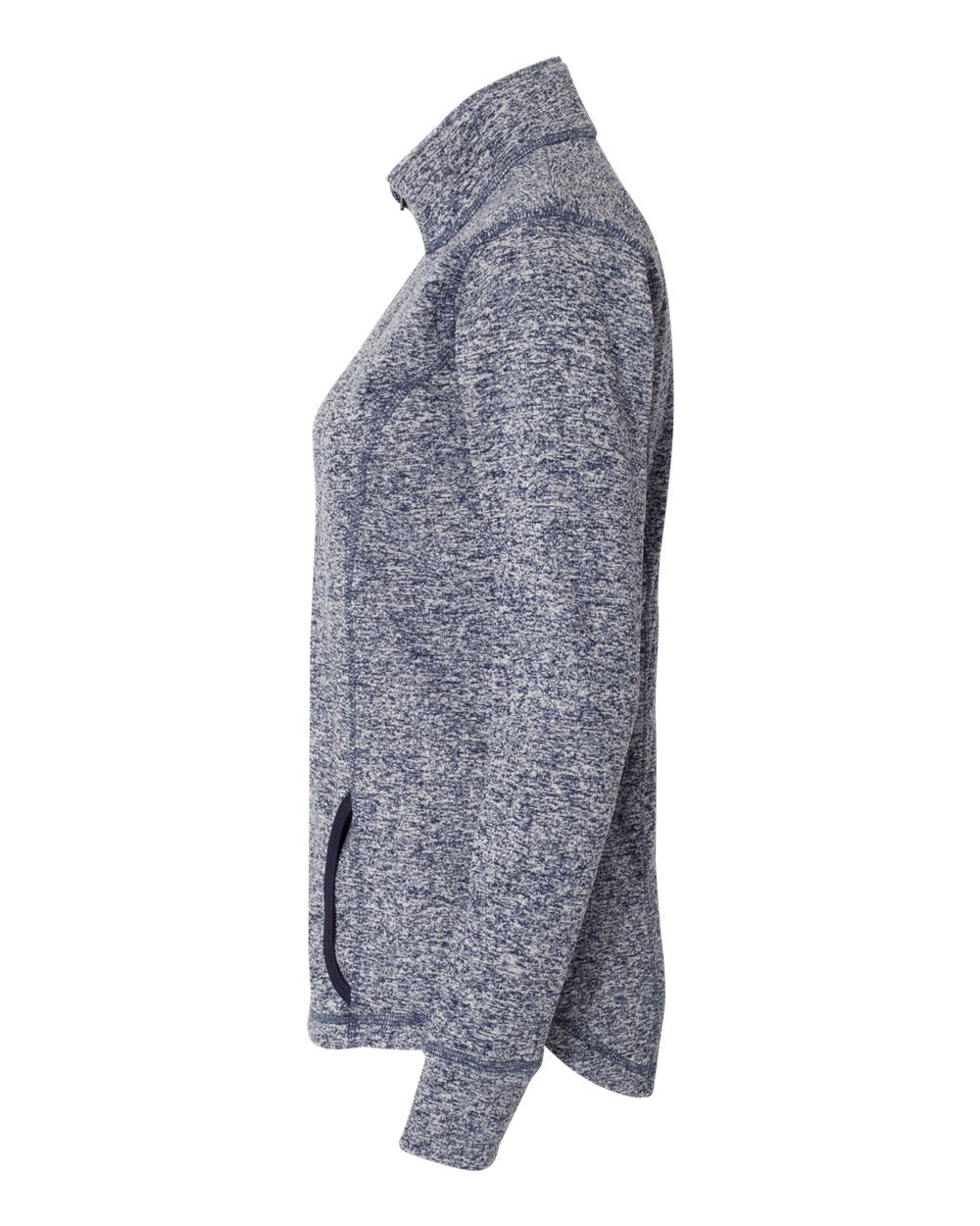 Left View of Navy Fleck/ Navy Women's Cosmic Fleece Quarter-Zip Pullover - 8617