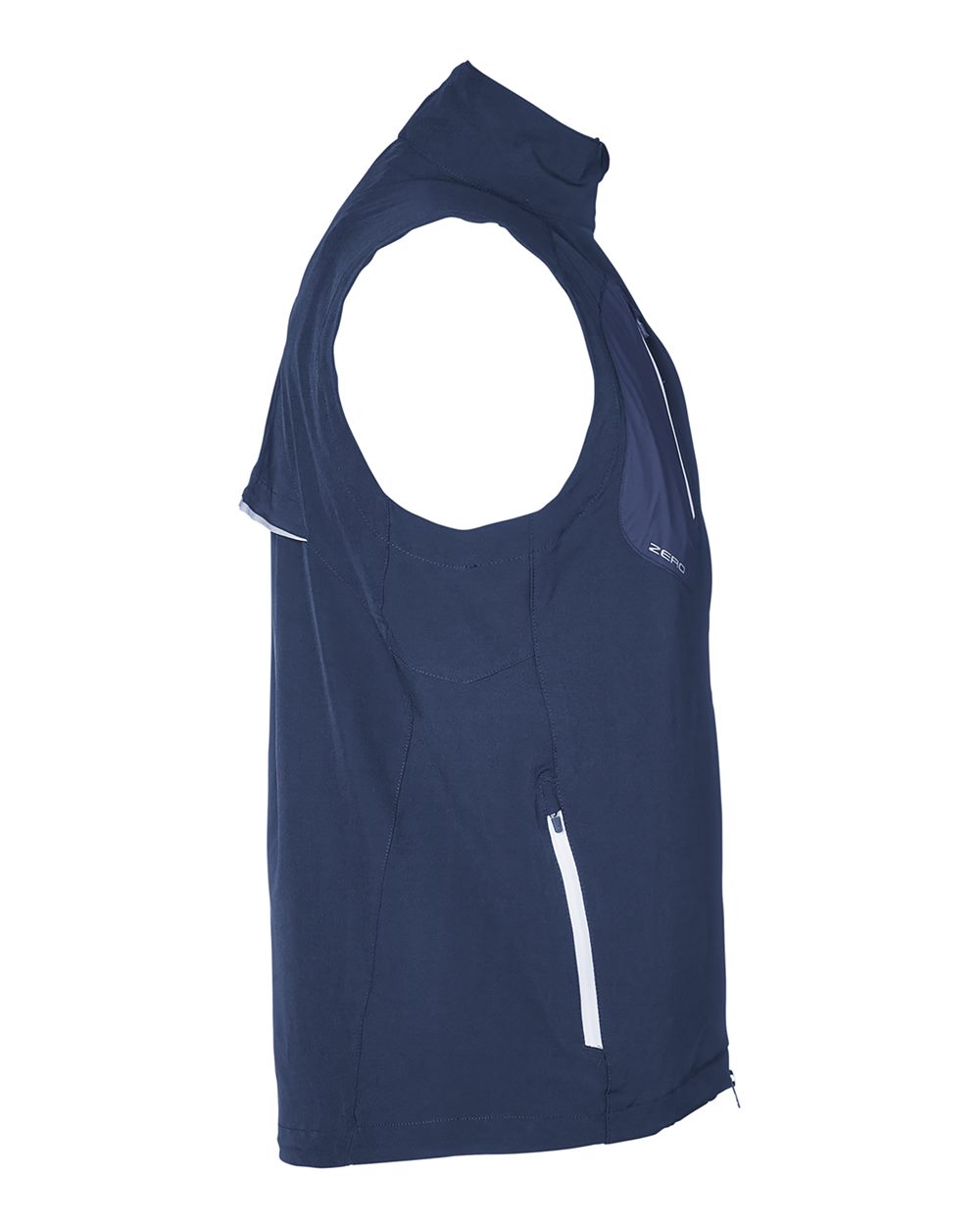 Left View of Navy Full-Zip Vest - W1009Z