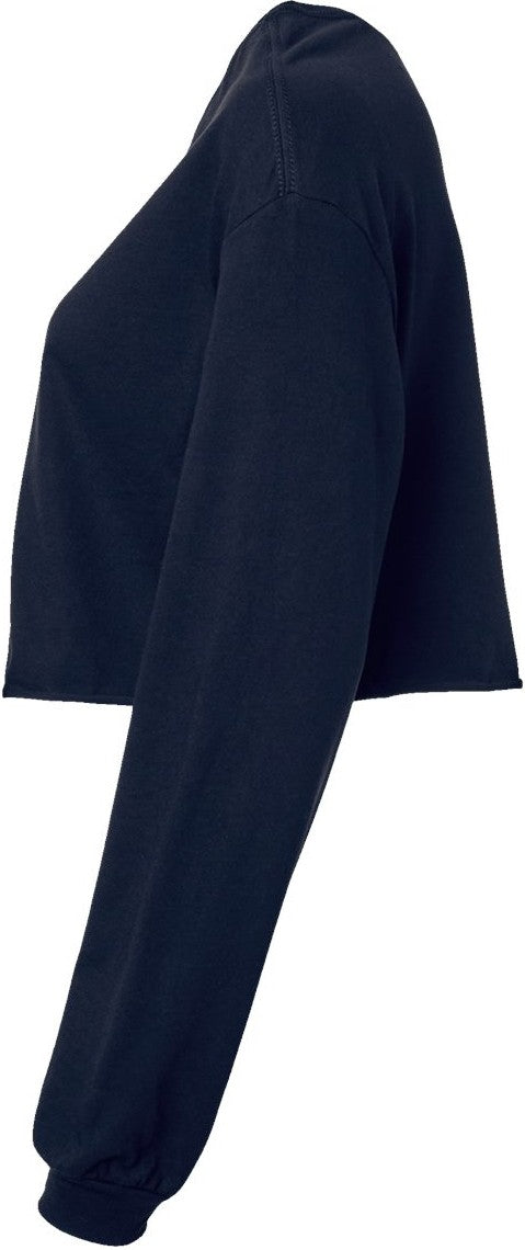 Left View of Navy FWD Fashion Women's Crop Long Sleeve Tee - 6501