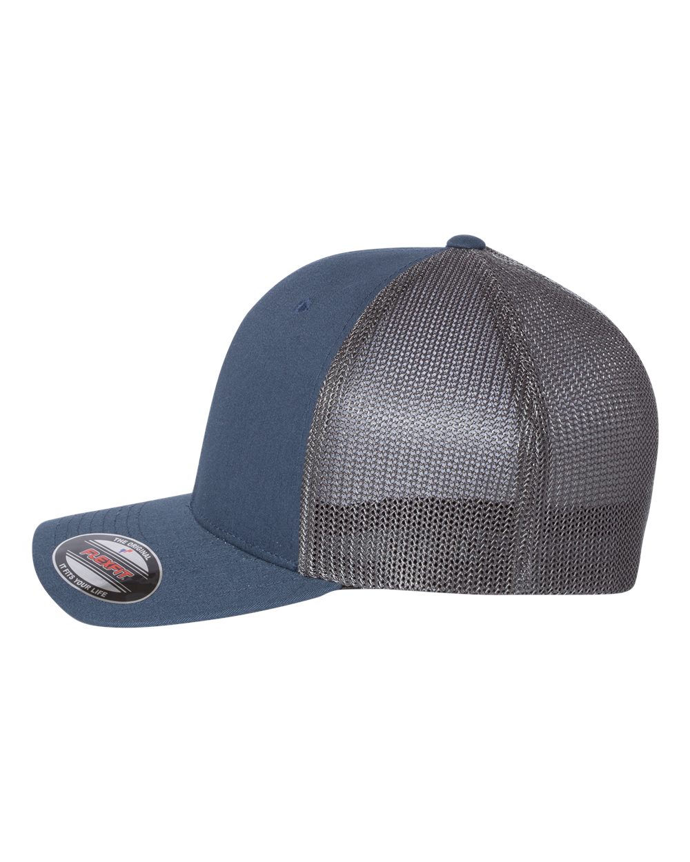 Left View of Navy/ Graphite Trucker Cap - 6511