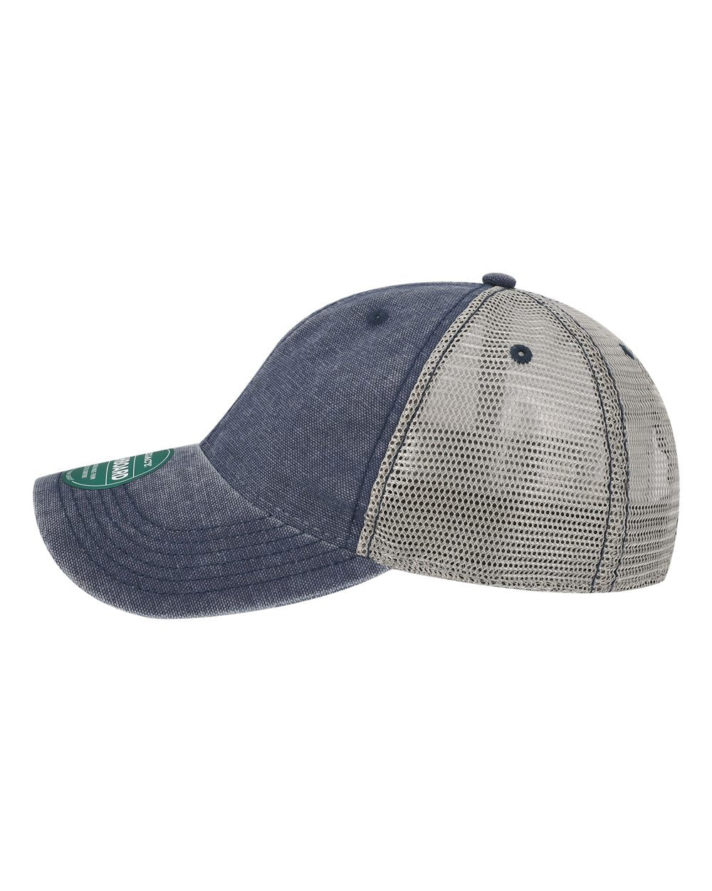 Left View of Navy/ Grey Dashboard Trucker Cap - DTA