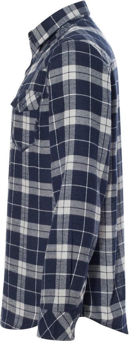Left View of Navy/ Grey Yarn-Dyed Flannel Shirt - 8210