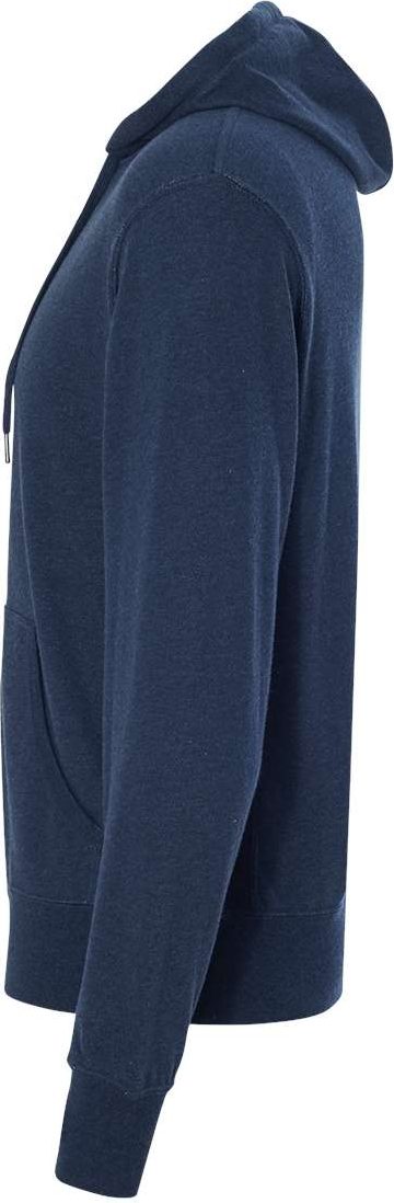 Left View of Navy Heather Midweight French Terry Hooded Sweatshirt - PRM90HT