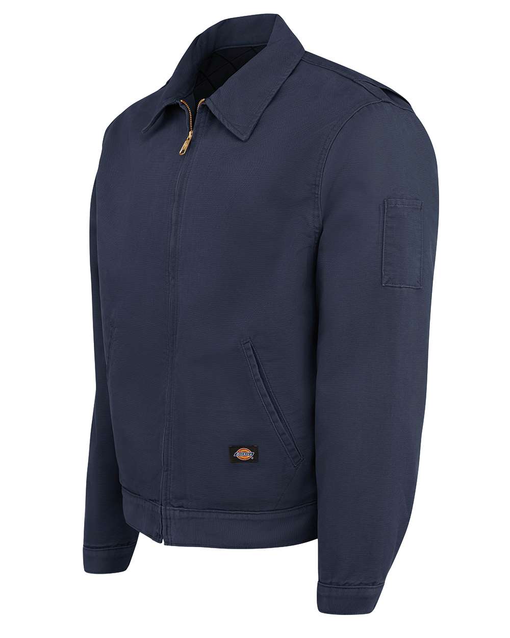 Left View of Navy Industrial Duck Jacket - LJ53