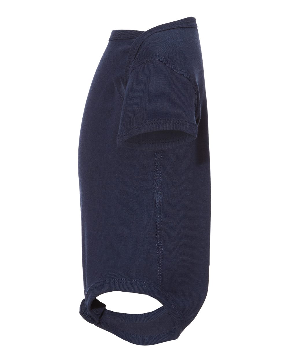 Left View of Navy Infant Baby Rib Bodysuit - 4400