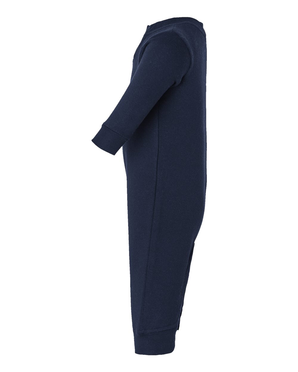 Left View of Navy Infant Fleece One-Piece - 4447