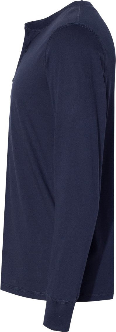 Left View of Navy Jersey Henley - 3150