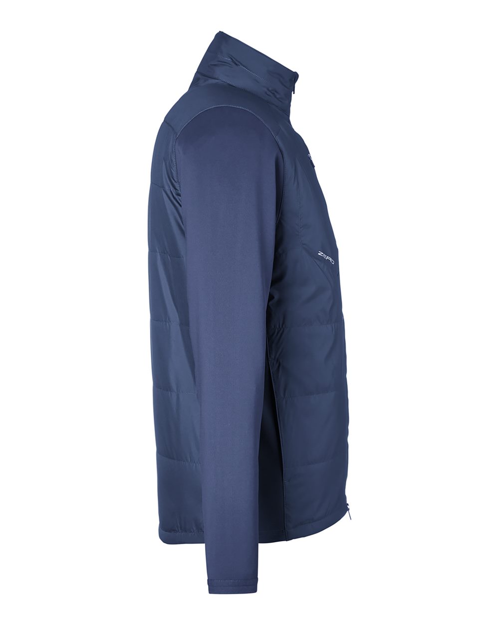 Left View of Navy Lightweight Hybrid Jacket - W1018