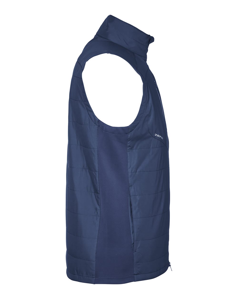 Left View of Navy Lightweight Hybrid Vest - W1008