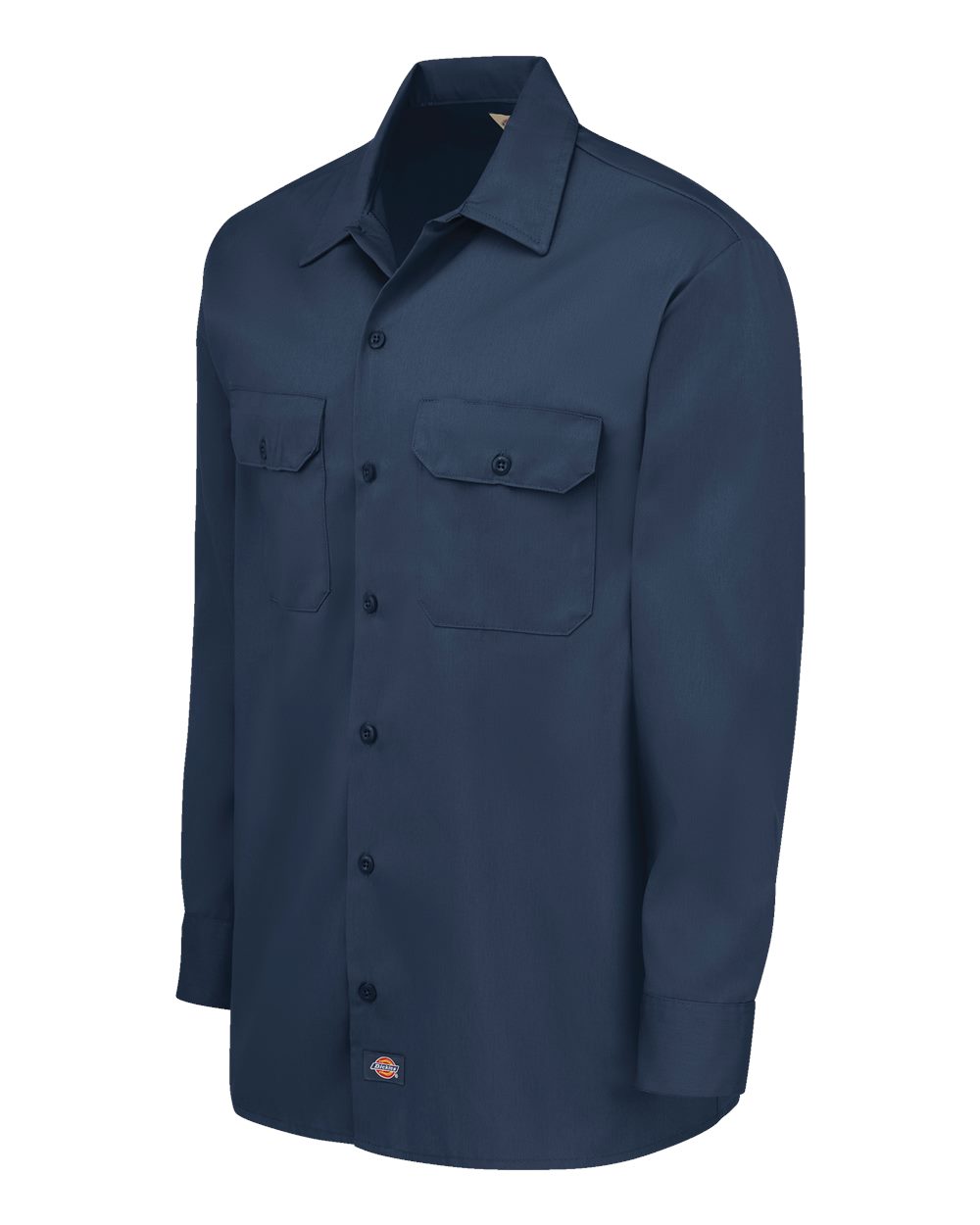 Left View of Navy Long Sleeve Work Shirt - Tall Sizes - 5574T