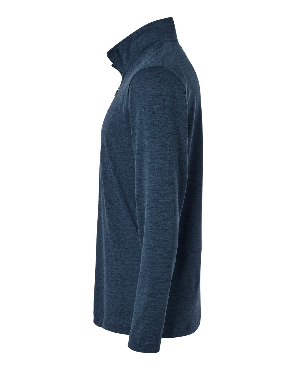 Left View of Navy Melange Performance Mélange Quarter-Zip Pullover - 4HM700