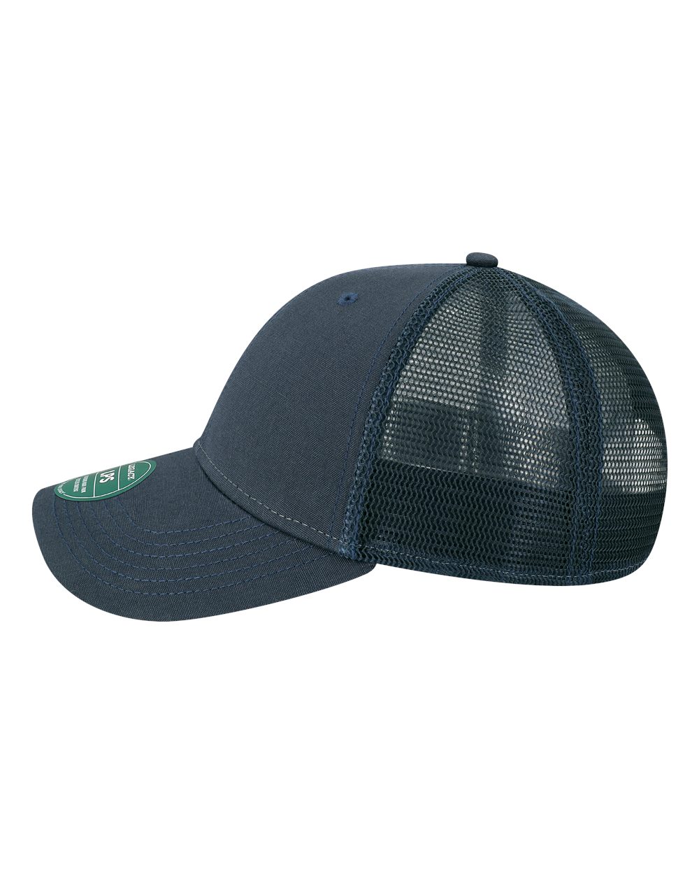 Left View of Navy/ Navy Lo-Pro Snapback Trucker Cap - LPS