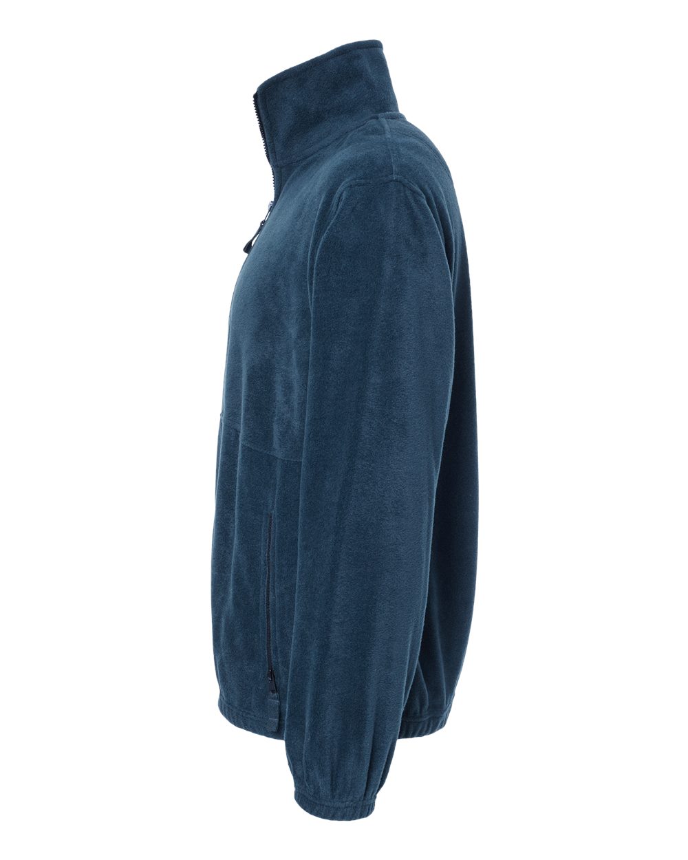 Left View of Navy Polar Fleece Full-Zip Jacket - 3062