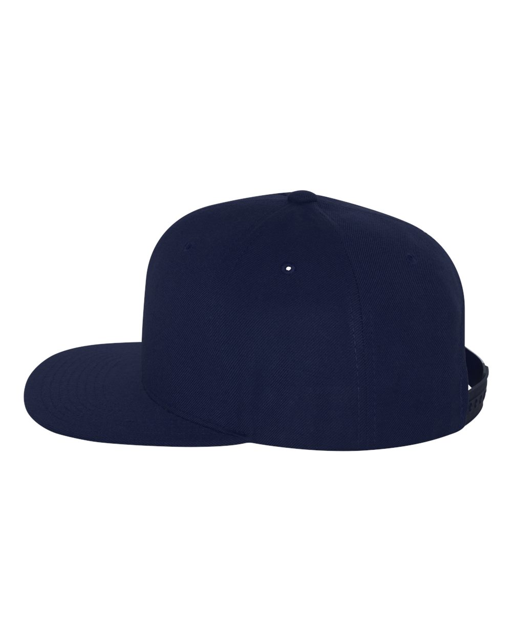Left View of Navy Premium Flat Bill Snapback Cap - 6089M