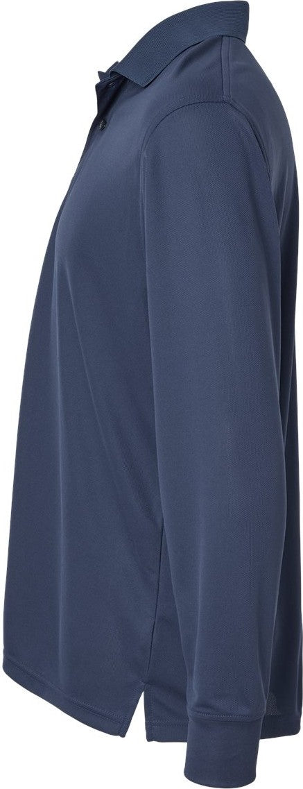 Left View of Navy Prescott Long Sleeve Polo - 110