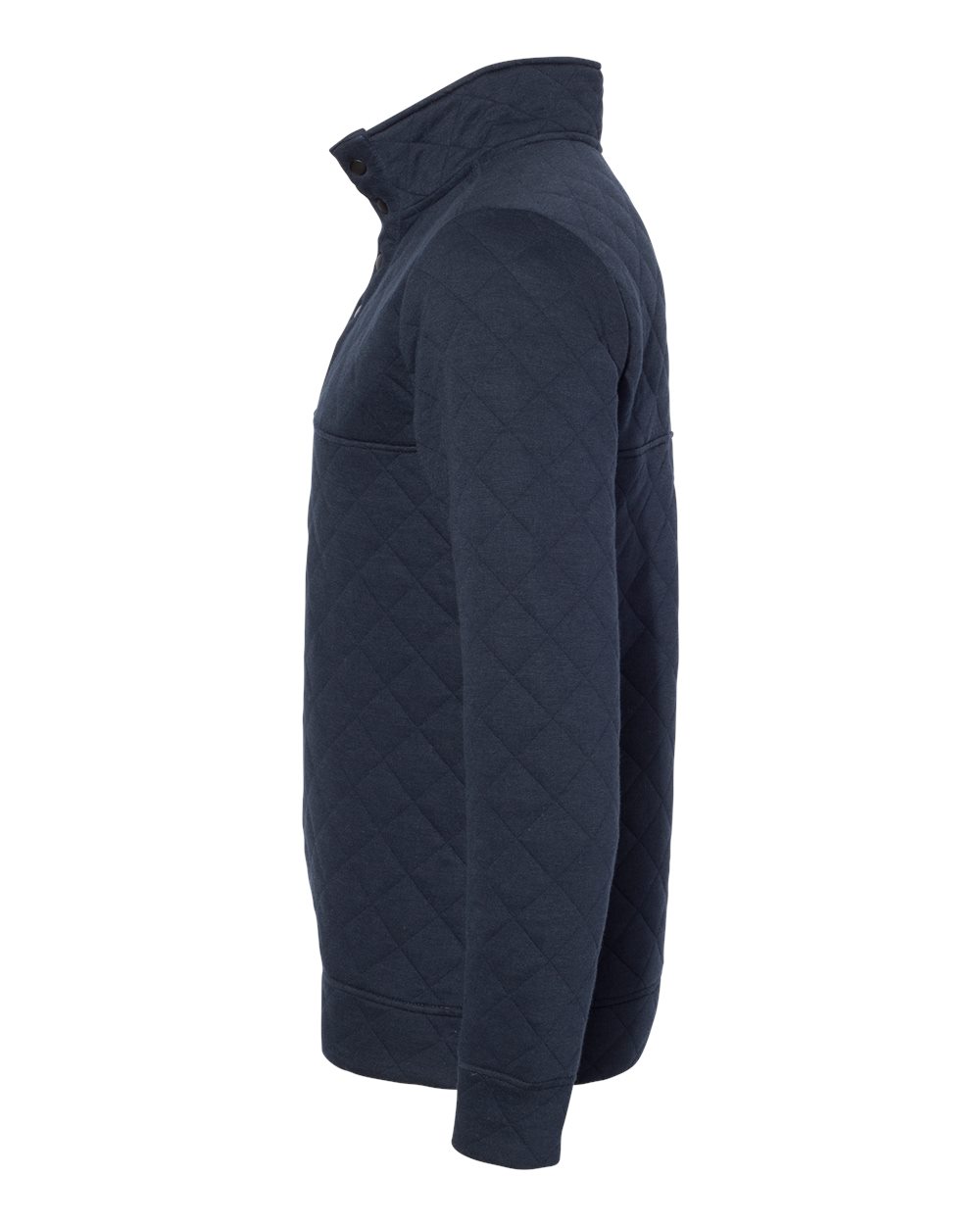 Left View of Navy Quilted Snap Pullover - 8890