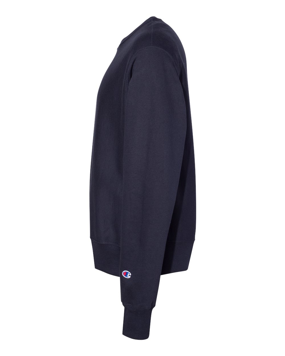 Left View of Navy Reverse Weave® Crewneck Sweatshirt - S149