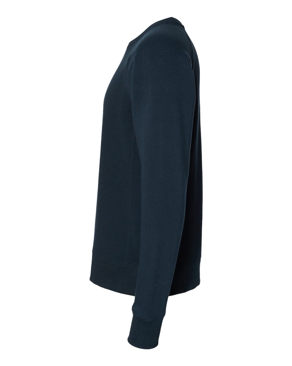 Left View of Navy Ripple Fleece Raglan Crewneck Sweatshirt - 8707