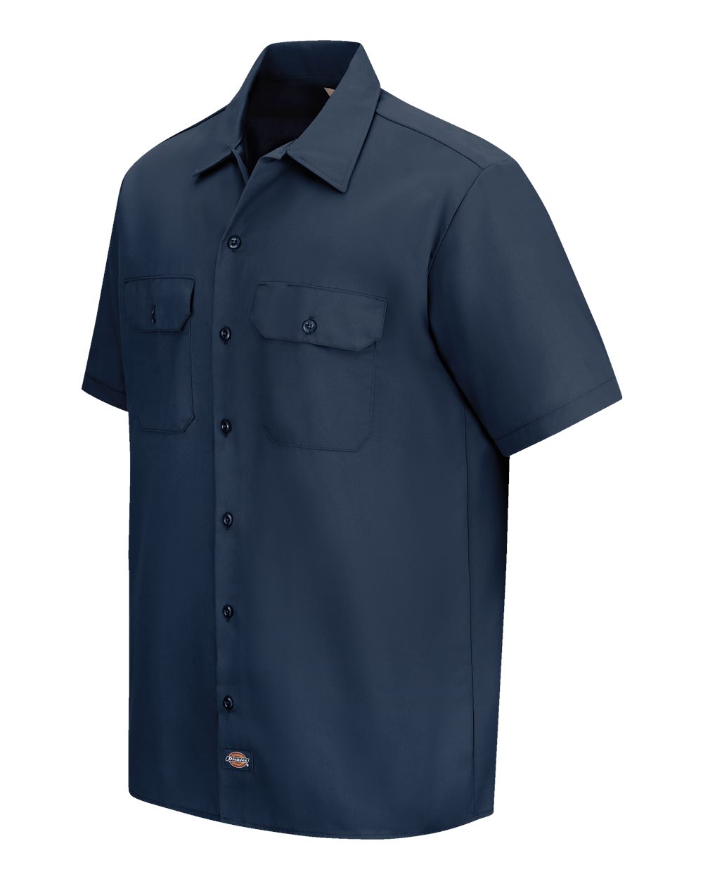 Left View of Navy Short Sleeve Work Shirt - Tall Sizes - 2574T