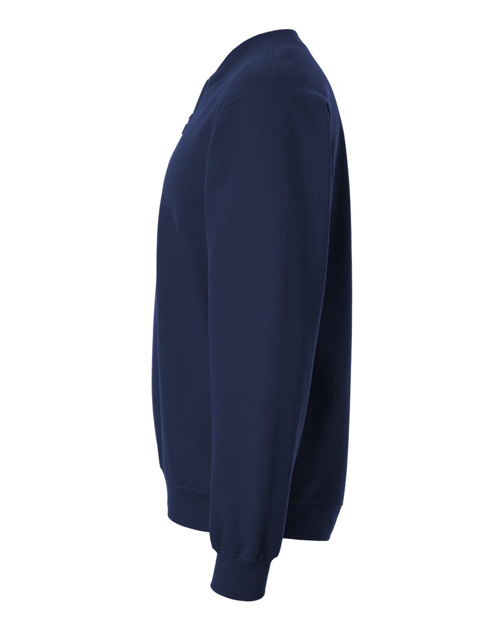 Left View of Navy Softstyle® Midweight 1/4 Zip Sweatshirt - SF008
