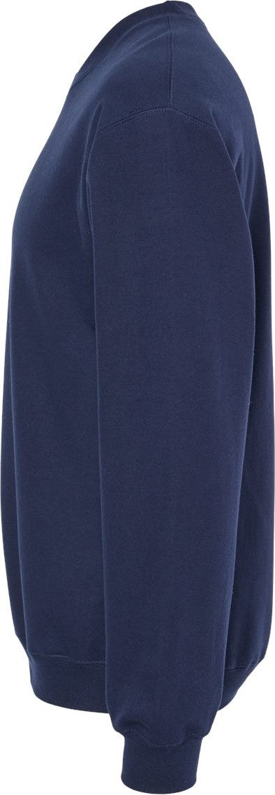 Left View of Navy Softstyle® Midweight Crewneck Sweatshirt - SF000
