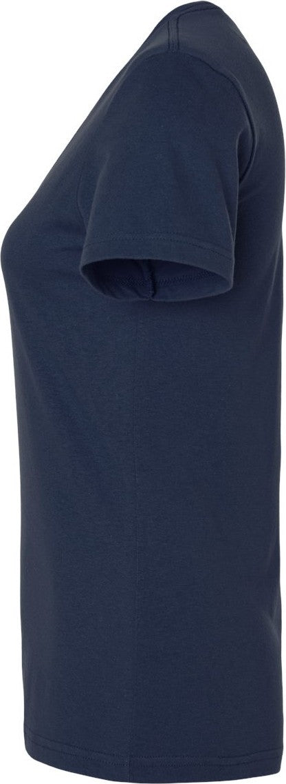 Left View of Navy Softstyle® Women’s V-Neck T-Shirt - 64V00L