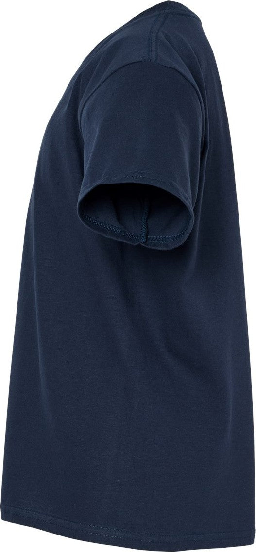 Left View of Navy Softstyle® Youth Midweight T-Shirt - 65000B