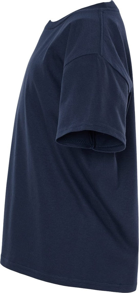 Left View of Navy Softstyle® Youth T-Shirt - 64000B