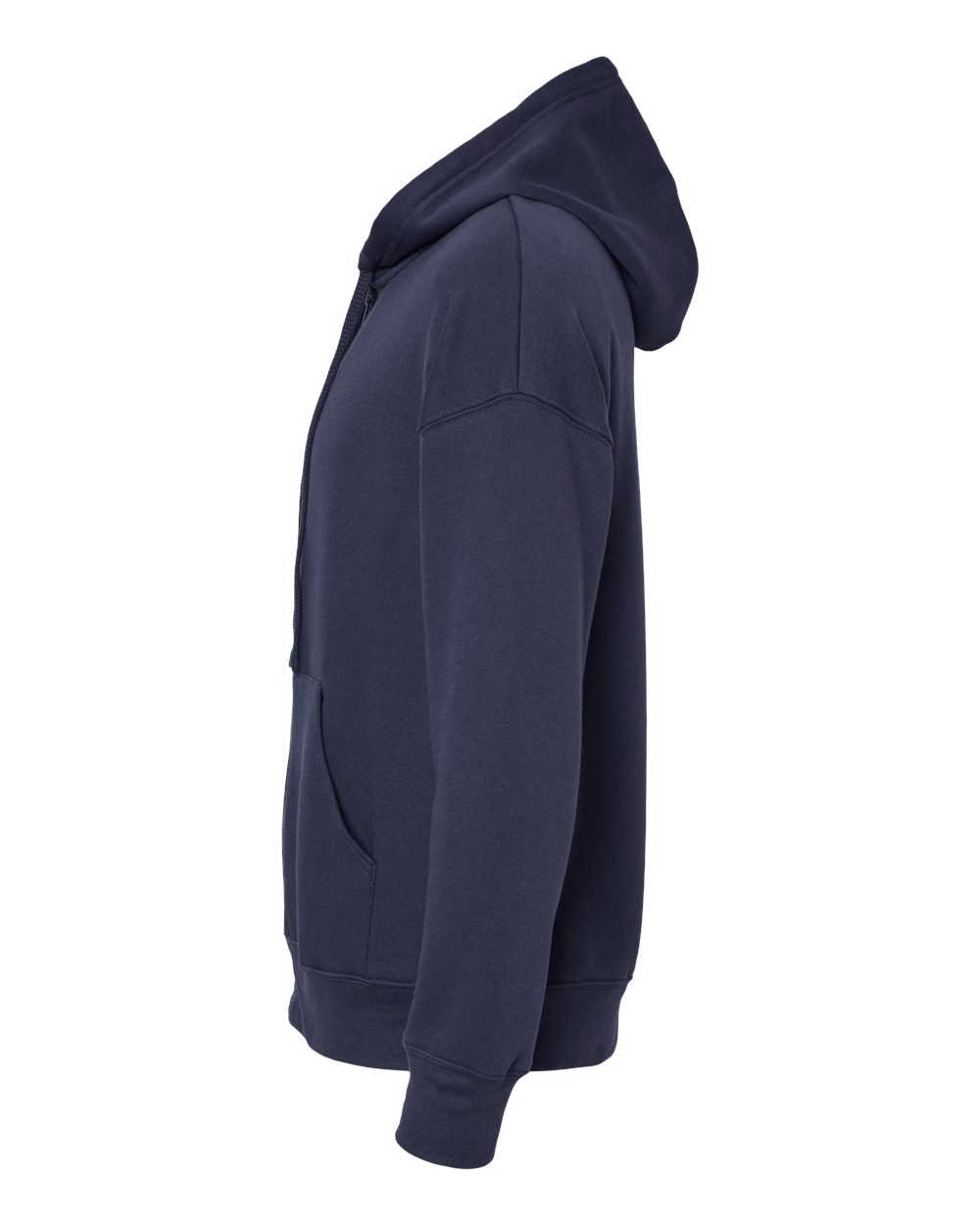 Left View of Navy Sponge Fleece DTM Full-Zip Hoodie - 3759