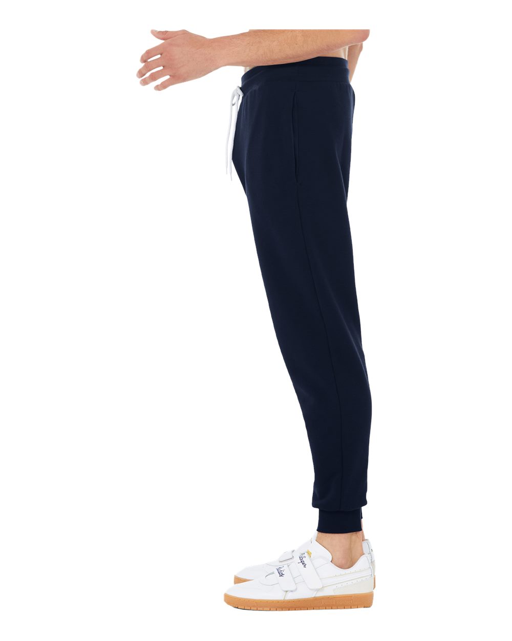 Left View of Navy Sponge Fleece Jogger Sweatpants - 3727