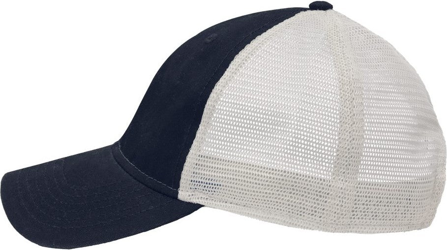 Left View of Navy/ Stone Mesh Dad Hat Fit - SP1750