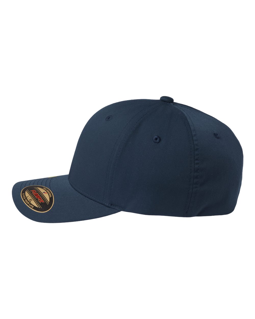 Left View of Navy Sustainable Polyester Cap - 6277R