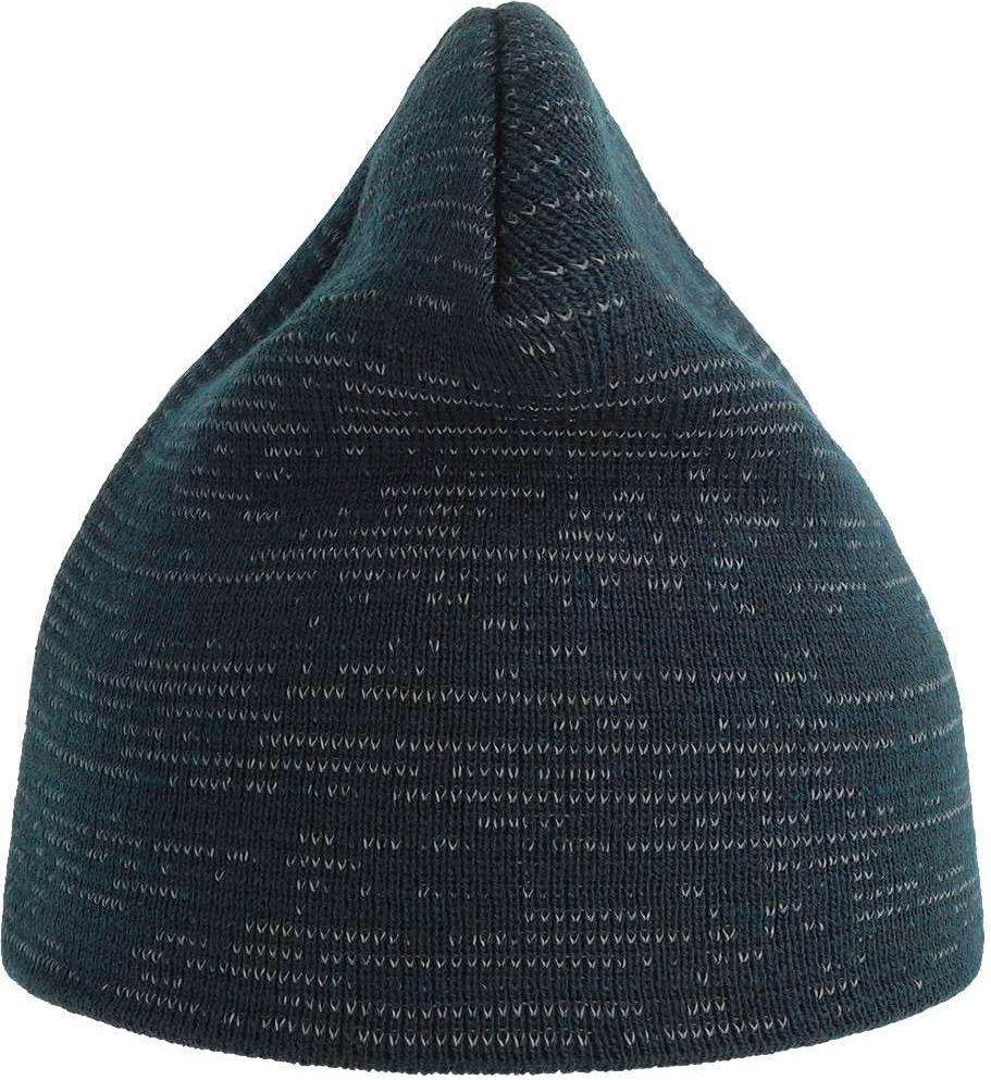 Left View of Navy Sustainable Reflective Beanie - SHINE