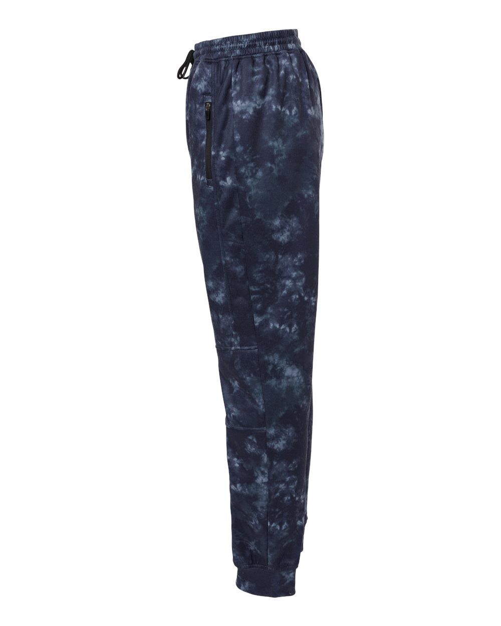 Left View of Navy Tie Dye Performance Fleece Joggers - 8801