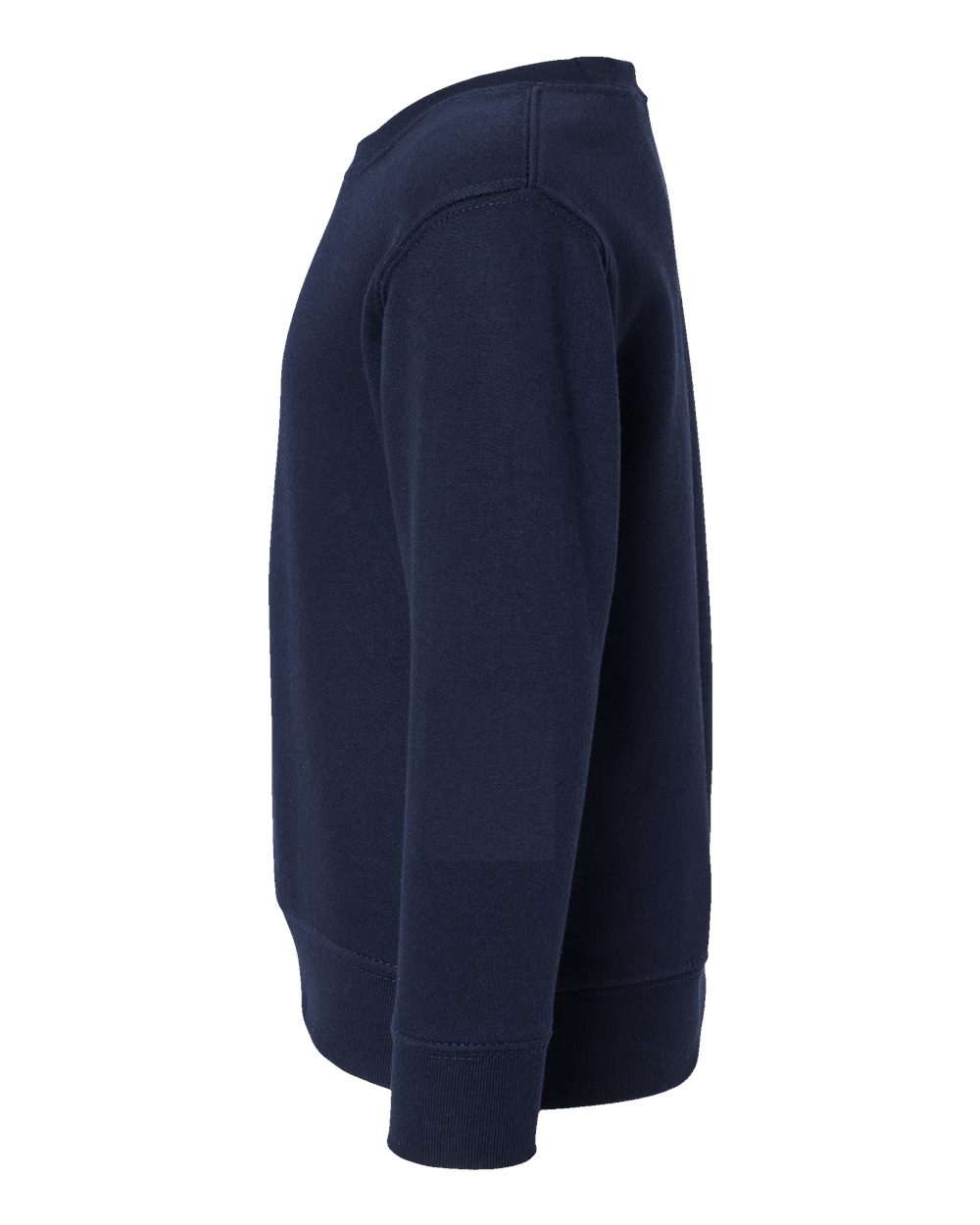 Left View of Navy Toddler Fleece Crewneck Sweatshirt - 3317
