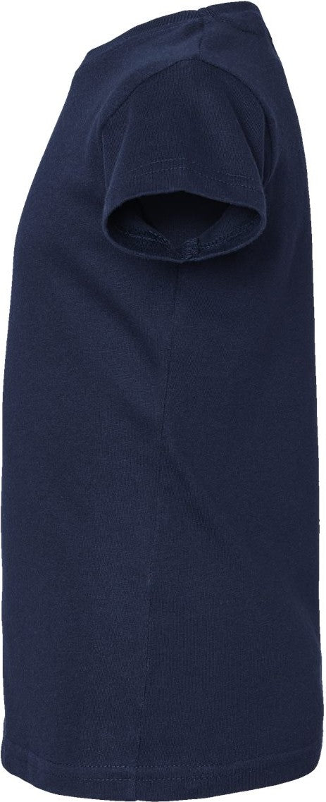 Left View of Navy Toddler Girls Fine Jersey Tee - 3316