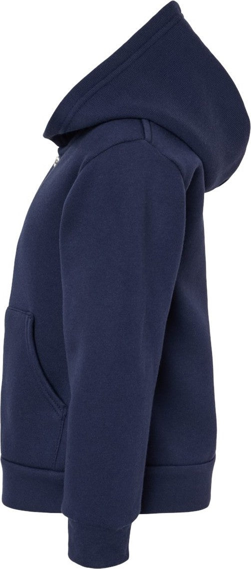 Left View of Navy Toddler Sponge Fleece Full-Zip Hoodie - 3739T