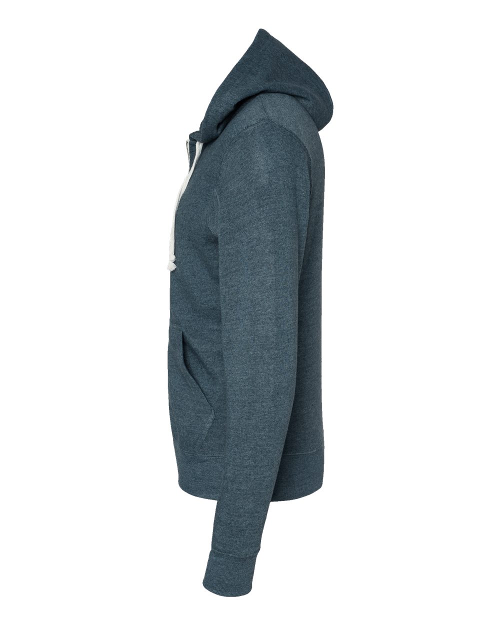 Left View of Navy Triblend Triblend Full-Zip Hooded Sweatshirt - 8872