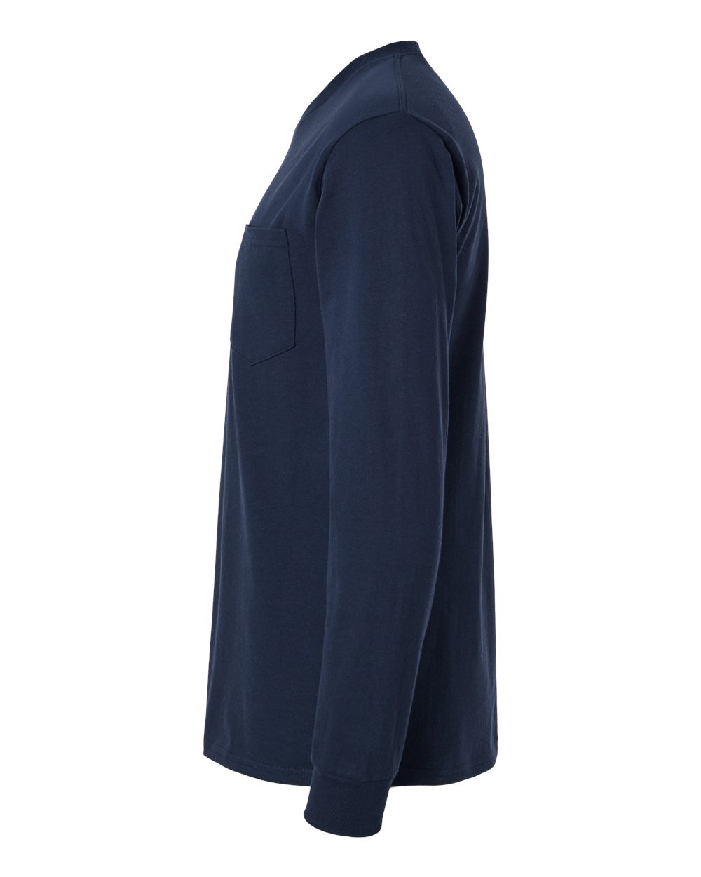 Left View of Navy Ultra Cotton® Long Sleeve Pocket T-Shirt - 2410