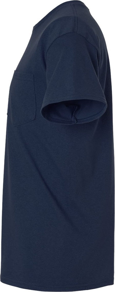 Left View of Navy Ultra Cotton® Pocket T-Shirt - 2300